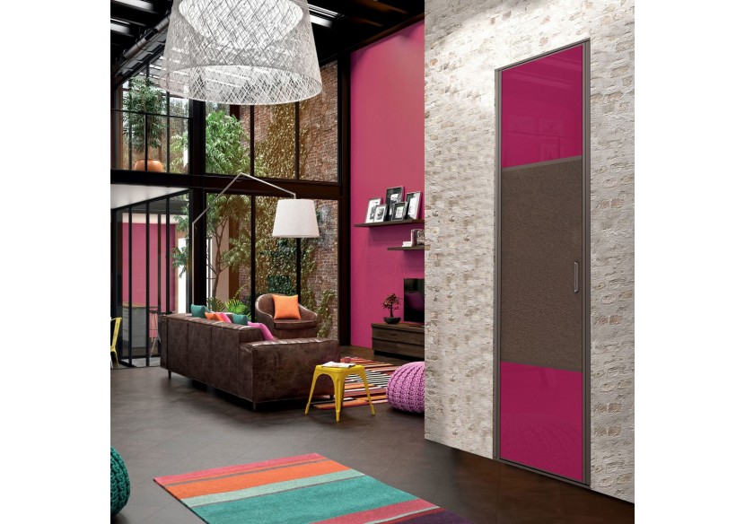 Façade de placard pivotante 1 porte Orchidée verre laqué - Kazed : Confort'Mat