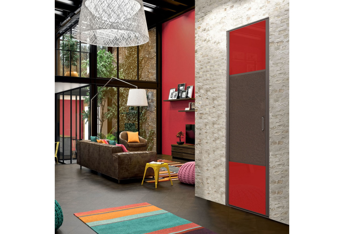 Façade de placard pivotante 1 porte Orchidée verre laqué - Kazed : Confort'Mat