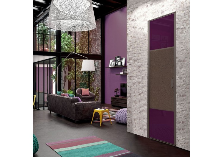 Façade de placard pivotante 1 porte Orchidée verre laqué - Kazed : Confort'Mat 2