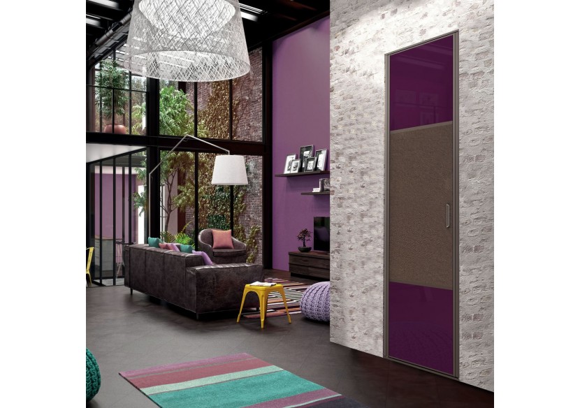 Façade de placard pivotante 1 porte Orchidée verre laqué - Kazed : Confort'Mat