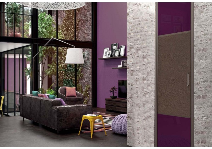 Façade de placard pivotante 1 porte Orchidée verre laqué - Kazed : Confort'Mat