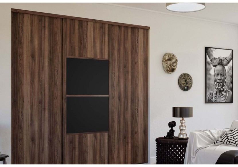 Façade de placard coulissante 3 portes Bamako noyer des andes et mélaminé - Kazed : Confort'Mat