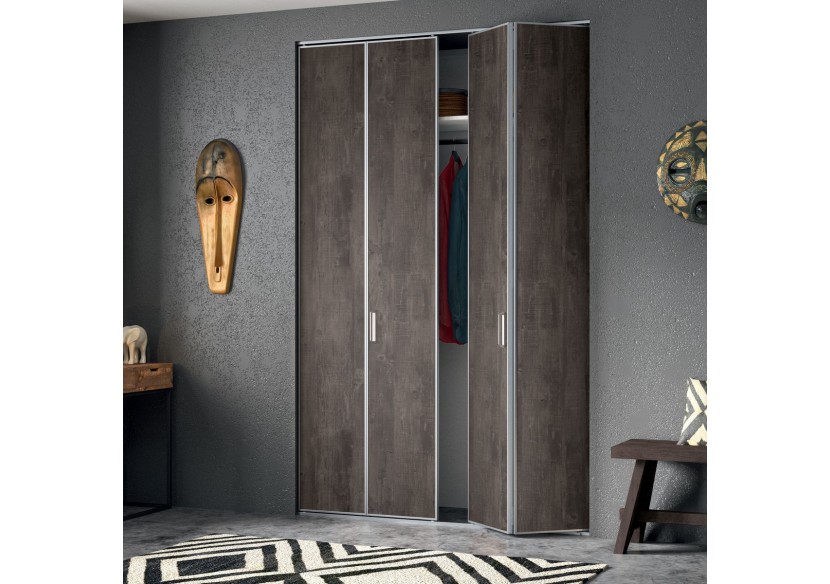 Façade de placard pliante 2 portes Sao Tomé mélaminé bois - Kazed : Confort'Mat