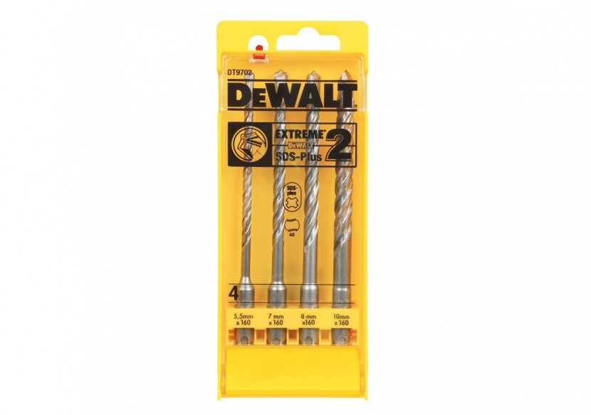 Coffret de 4 forets SDS-Plus Extreme dim : 5.5 , 7, 8, 10 x160mm - DT9702-QZ - Dewalt