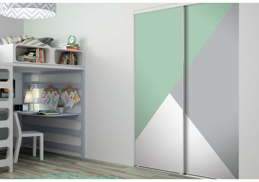 Façade de placard coulissante 2 portes À décorer en kraft - Kazed : Confort'Mat