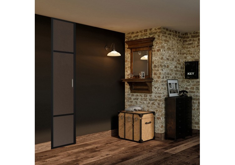 Façade de placard pivotante 1 porte Balzac en effet cuir vintage - Kazed : Confort'Mat 2