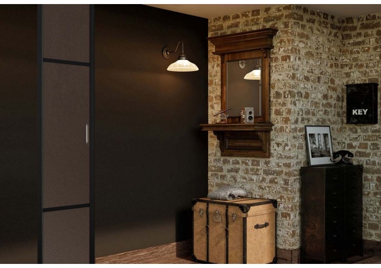 Façade de placard pivotante 1 porte Balzac en effet cuir vintage - Kazed : Confort'Mat