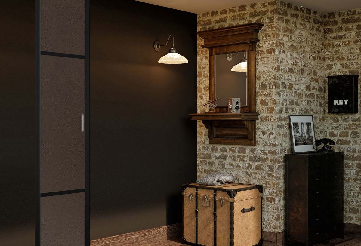 Façade de placard pivotante 1 porte Balzac en effet cuir vintage - Kazed : Confort'Mat