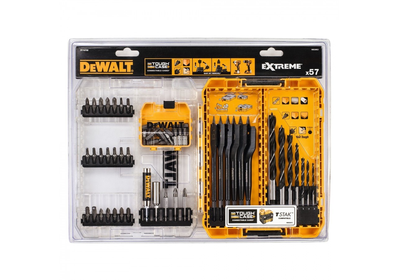57pc Drill Drive Set with Brad Point and Extreme Flatwood Bits - DT70758-QZ - Dewalt
