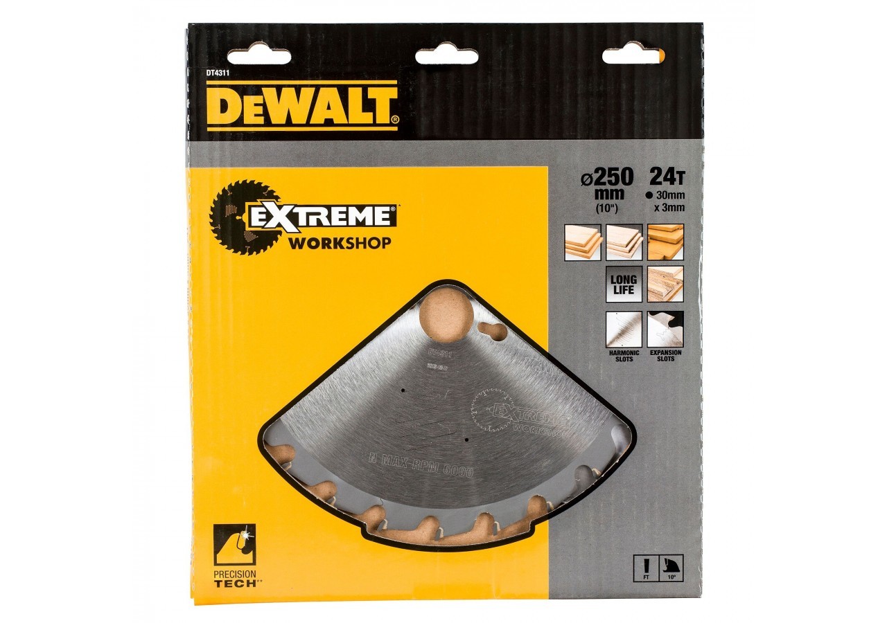 Lame de scie circulaire stationnaire Extreme Workshop 250x30mm, 24 dents - DT4311-QZ - Dewalt