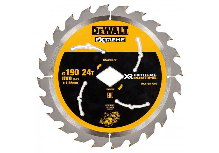 Lame de scie circulaire portative 190 mm XR EXTREME RUNTIME™ - DT40270-QZ - Dewalt