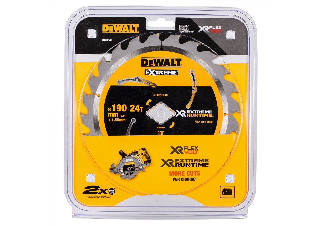 Lame de scie circulaire portative 190 mm XR EXTREME RUNTIME™ - DT40270-QZ - Dewalt