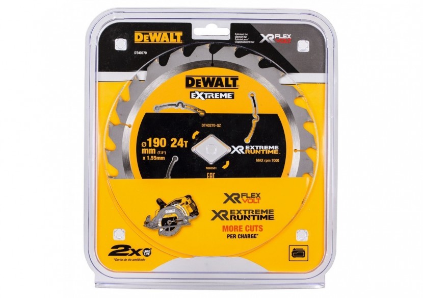 Lame de scie circulaire portative 190 mm XR EXTREME RUNTIME™ - DT40270-QZ - Dewalt Lame de scie circulaire portative 190 mm XR EXTREME RUNTIME™ - DT40270-QZ - Dewalt