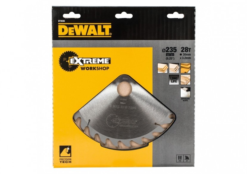 Lame de scie circulaire portative Extreme Workshop, 235x30mm, 28 dents - DT4036-QZ - Dewalt Lame de scie circulaire portative Extreme Workshop, 235x30mm, 28 dents - DT4036-QZ - Dewalt