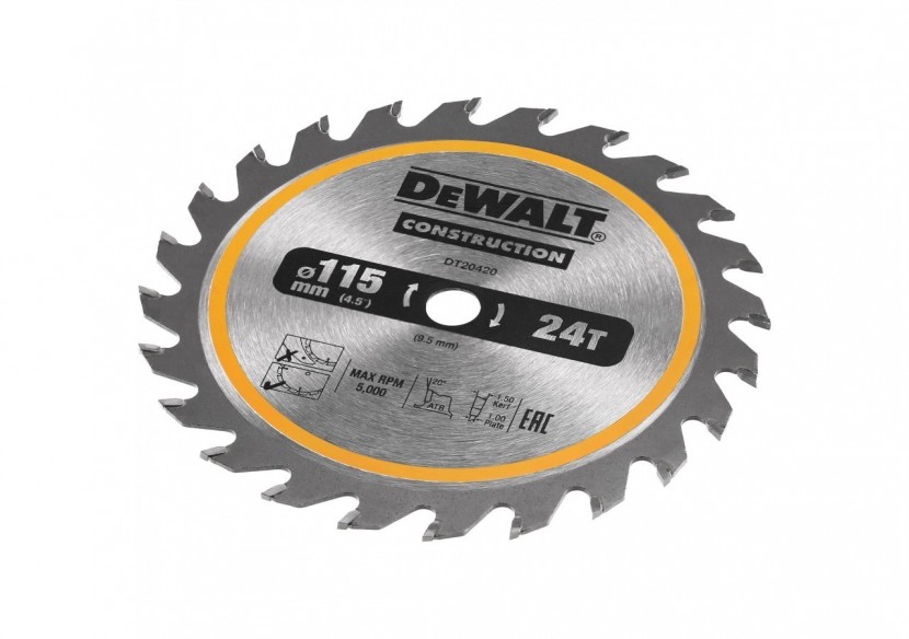 Construction Circ Saw Blade Cordless - Framing 115mm 24T - DT20420-QZ - Dewalt Construction Circ Saw Blade Cordless - Framing 115mm 24T - DT20420-QZ - Dewalt