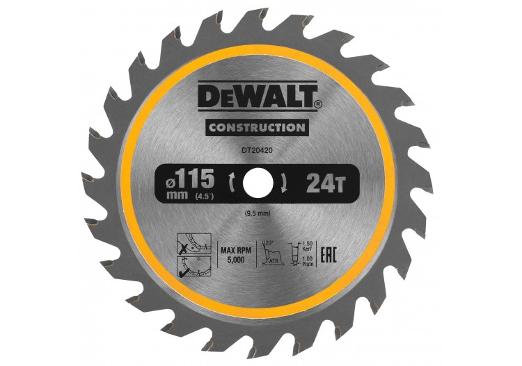 Construction Circ Saw Blade Cordless - Framing 115mm 24T - DT20420-QZ - Dewalt 2