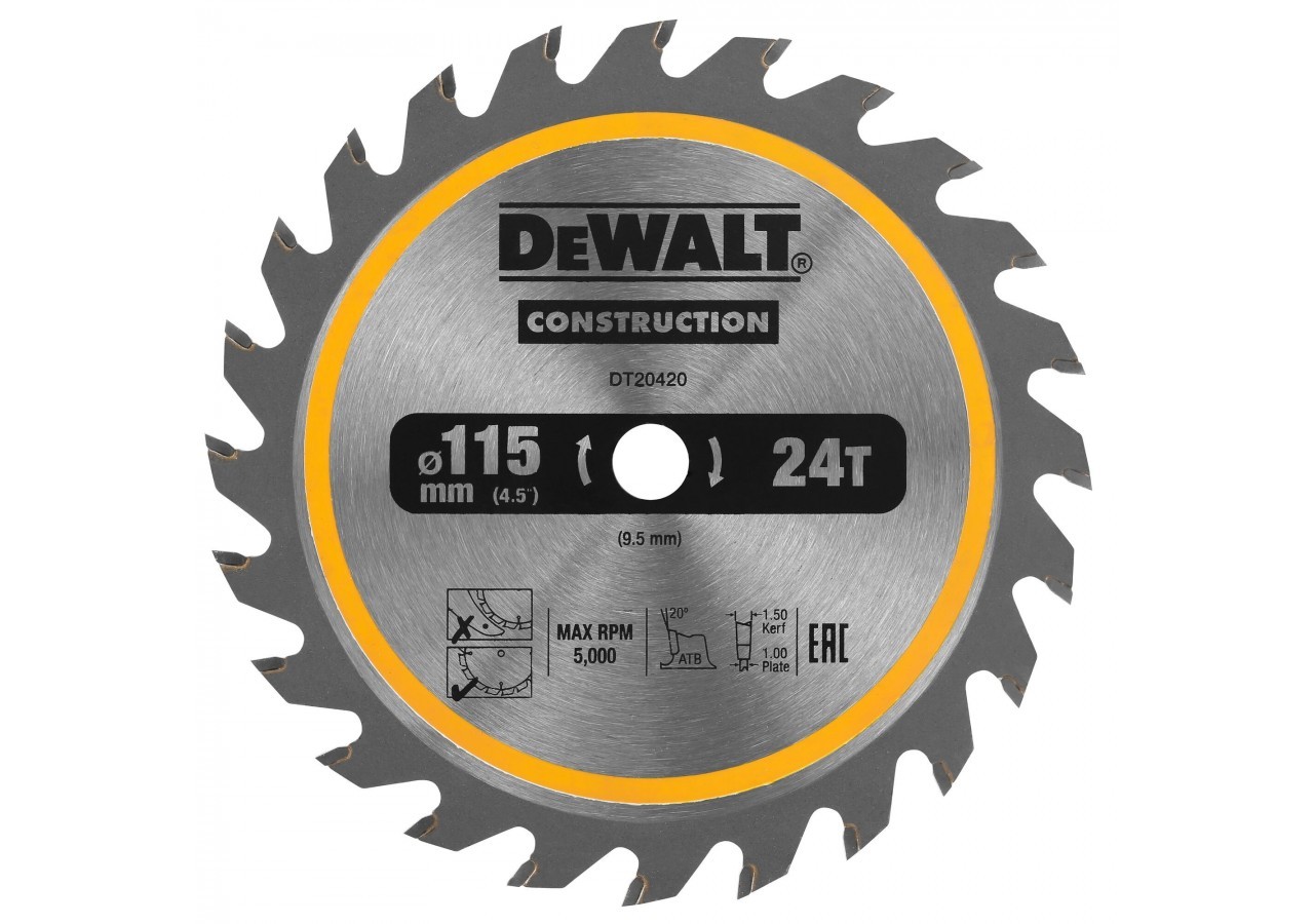 Construction Circ Saw Blade Cordless - Framing 115mm 24T - DT20420-QZ - Dewalt