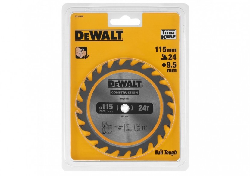 Construction Circ Saw Blade Cordless - Framing 115mm 24T - DT20420-QZ - Dewalt Construction Circ Saw Blade Cordless - Framing 115mm 24T - DT20420-QZ - Dewalt