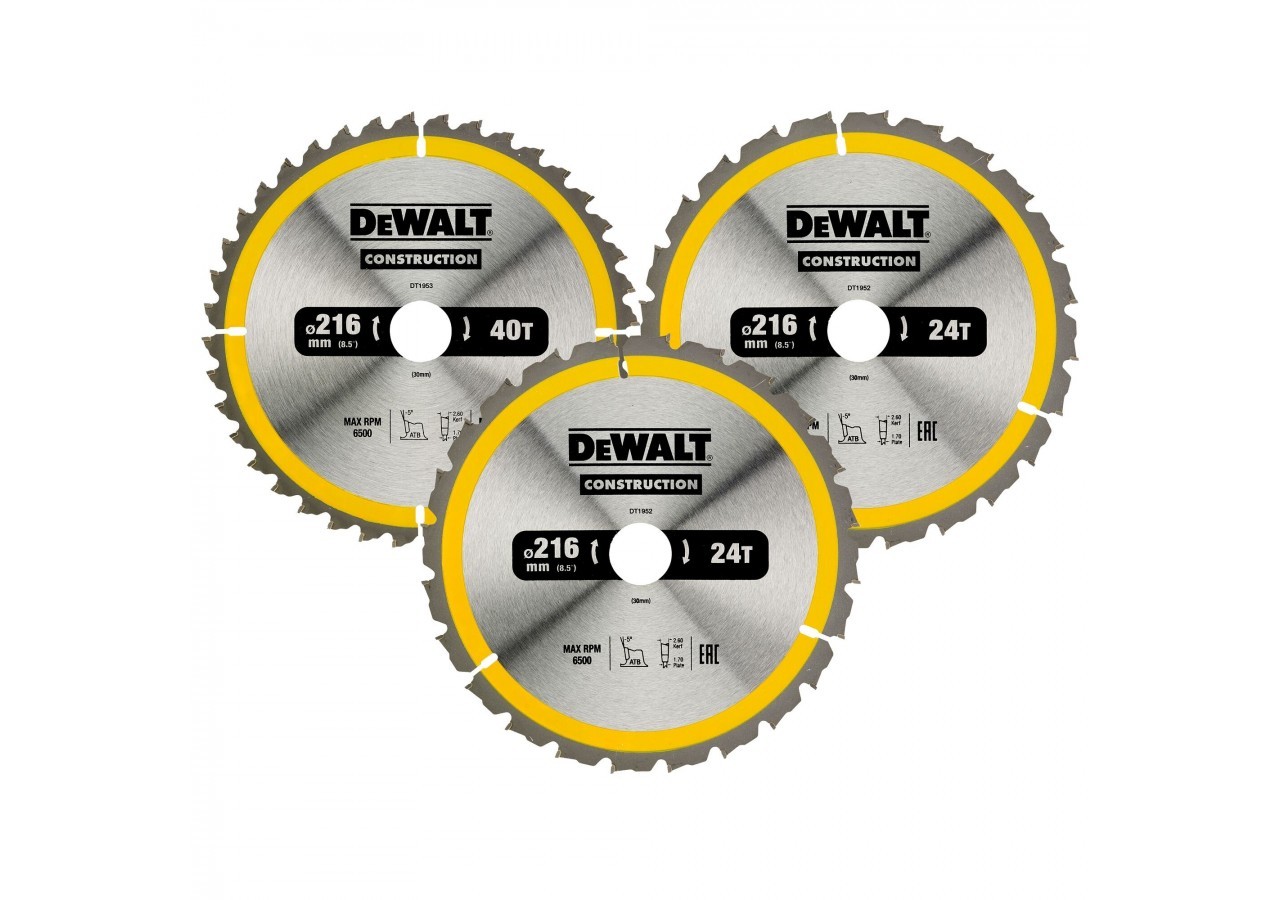Coffret plastique de 3 lames Construction pour scie circulaire stationnaires : DT1952x2, DT1953 - DT1962-QZ - Dewalt