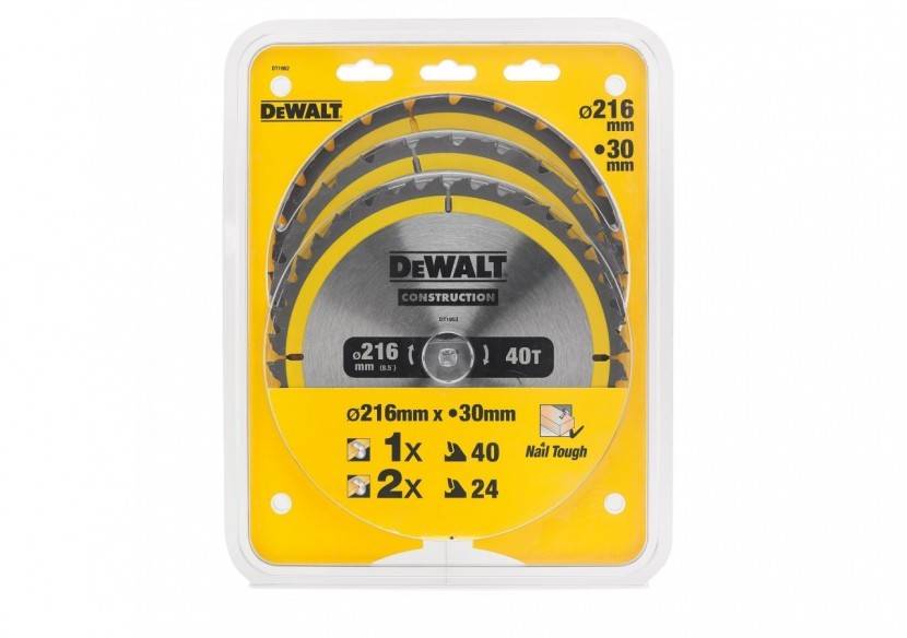 Coffret plastique de 3 lames Construction pour scie circulaire stationnaires : DT1952x2, DT1953 - DT1962-QZ - Dewalt Coffret plastique de 3 lames Construction pour scie circulaire stationnaires : DT1952x2, DT1953 - DT1962-QZ - Dewalt