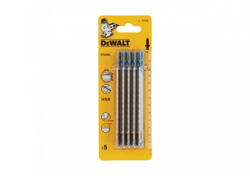 Lame de scie sauteuse métal et alu HSS Profondeur de coupe inférieur à 3mm Attache en T - DT2085-QZ - Dewalt Lame de scie sauteuse métal et alu HSS Profondeur de coupe inférieur à 3mm Attache en T - DT2085-QZ - Dewalt