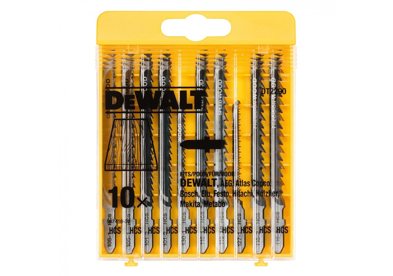 Coffret de 10 lames de scie sauteuse bois Attache en T - DT2290-QZ - Dewalt