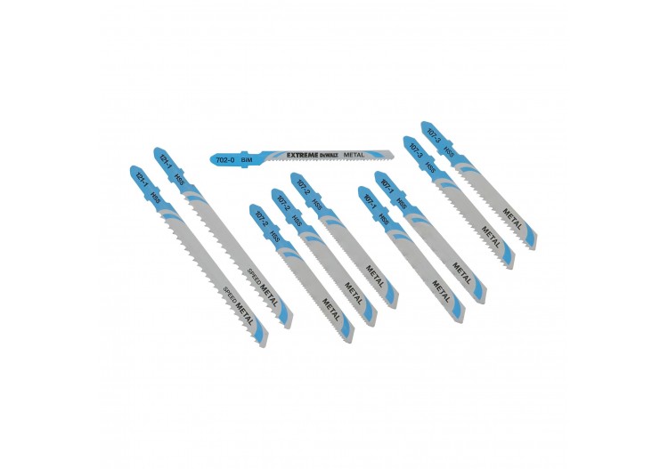 Coffret de 10 lames de scie sauteuse métal Attache en T - DT2292-QZ - Dewalt