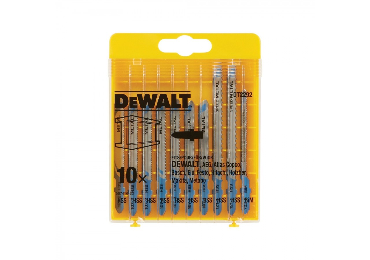 Coffret de 10 lames de scie sauteuse métal Attache en T - DT2292-QZ - Dewalt