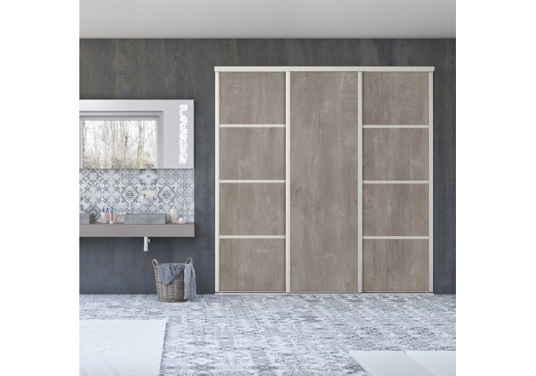 Façade de placard coulissante 3 portes Sainte Colombe mélaminé bois - Kazed : Confort'Mat 2