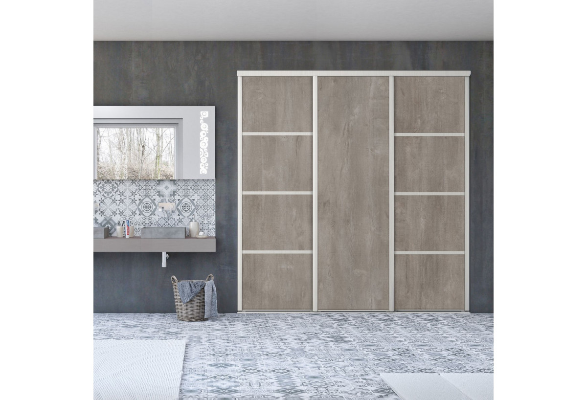 Façade de placard coulissante 3 portes Sainte Colombe mélaminé bois - Kazed : Confort'Mat