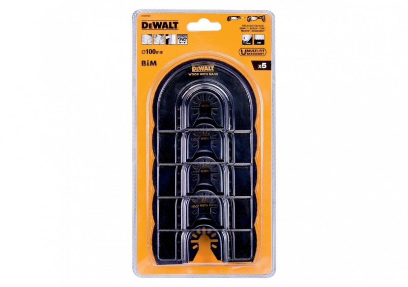 Jeu de 5 lames Ø100 mm Bim semi circulaire Moyeu déportépour multi-cutter - DT20729-QZ - Dewalt Jeu de 5 lames Ø100 mm Bim semi circulaire Moyeu déportépour multi-cutter - DT20729-QZ - Dewalt