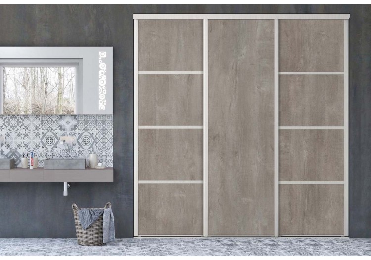 Façade de placard coulissante 3 portes Sainte Colombe mélaminé bois - Kazed : Confort'Mat