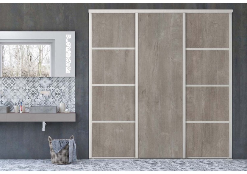 Façade de placard coulissante 3 portes Sainte Colombe mélaminé bois - Kazed : Confort'Mat