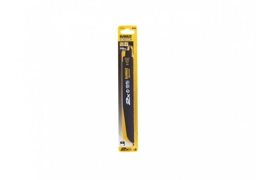 Lame de scie sabre BIM 2X Long Life pour la coupe du bois avec clous 228mm - DT2307L-QZ - Dewalt Lame de scie sabre BIM 2X Long Life pour la coupe du bois avec clous 228mm - DT2307L-QZ - Dewalt