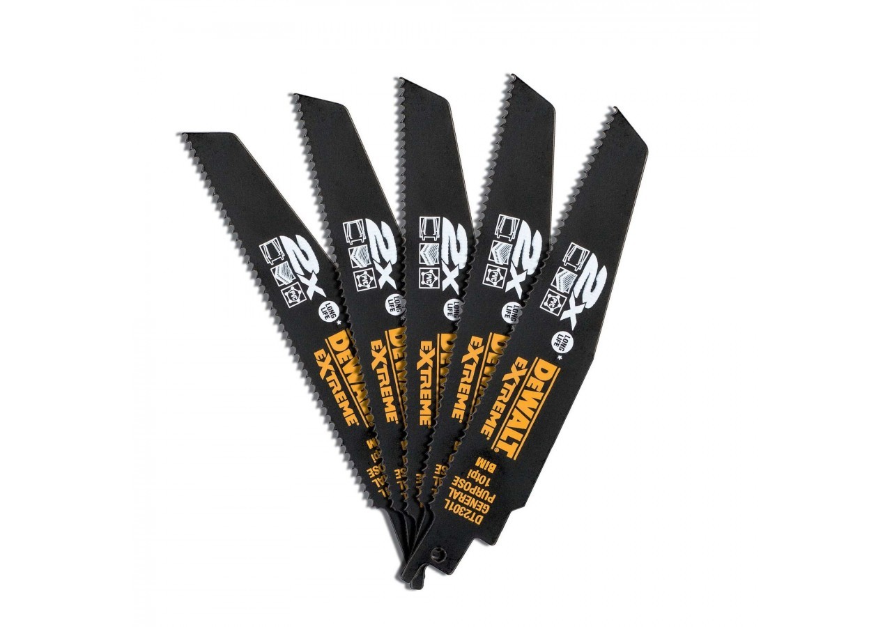 Lame de scie sabre BIM 2X Long Life pour la coupe du bois et métal 152mm - DT2301L-QZ - Dewalt