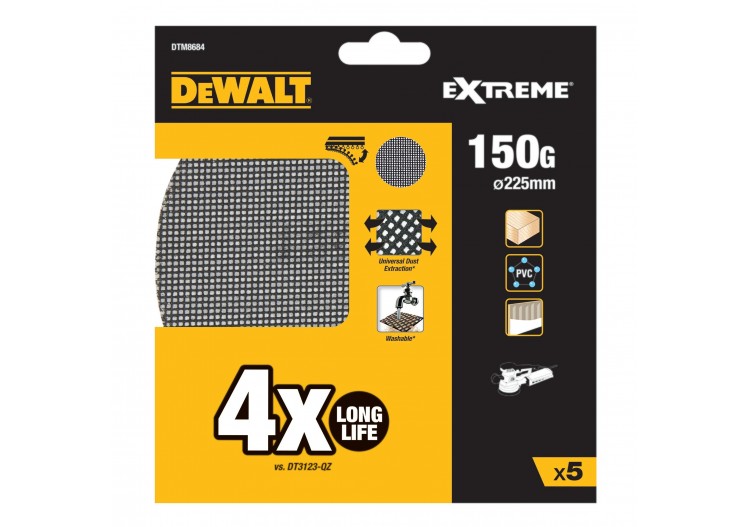 EXTREME Universal Abrasive Mesh ROS Sheet - 225mm Diameter - 150G - DTM8684-QZ - Dewalt 2