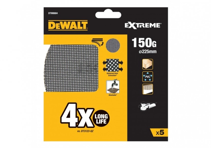 EXTREME Universal Abrasive Mesh ROS Sheet - 225mm Diameter - 150G - DTM8684-QZ - Dewalt EXTREME Universal Abrasive Mesh ROS Sheet - 225mm Diameter - 150G - DTM8684-QZ - Dewalt