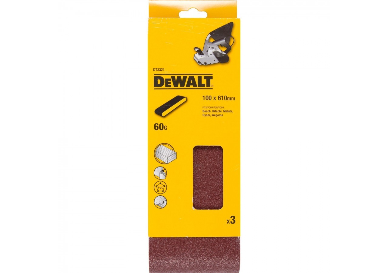 Abrasif pour ponceuses a bande - multi-usages pour bois / peinture / métal grain 60 100x610mm - DT3321-QZ - Dewalt