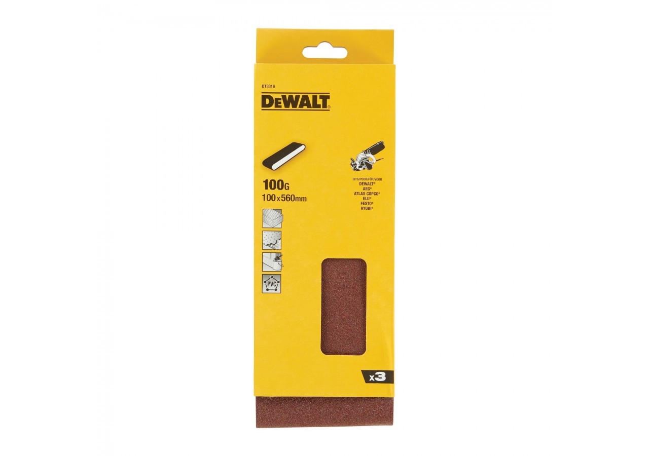 Abrasif pour ponceuses a bande - multi-usages pour bois / peinture / métal grain 100 100x560mm - DT3316-QZ - Dewalt