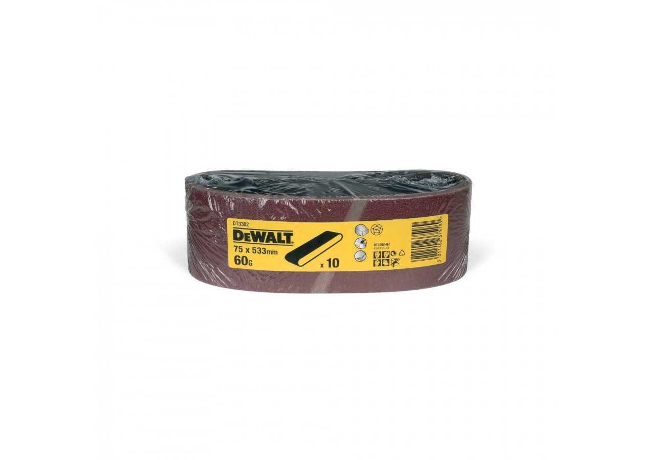 Abrasif pour ponceuses a bande - multi-usages pour bois / peinture / métal grain 60 75x533mm - DT3302-QZ - Dewalt