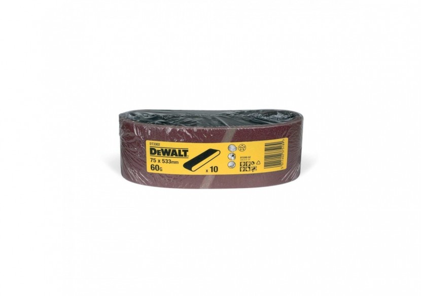Abrasif pour ponceuses a bande - multi-usages pour bois / peinture / métal grain 60 75x533mm - DT3302-QZ - Dewalt Abrasif pour ponceuses a bande - multi-usages pour bois / peinture / métal grain 60 75x533mm - DT3302-QZ - Dewalt