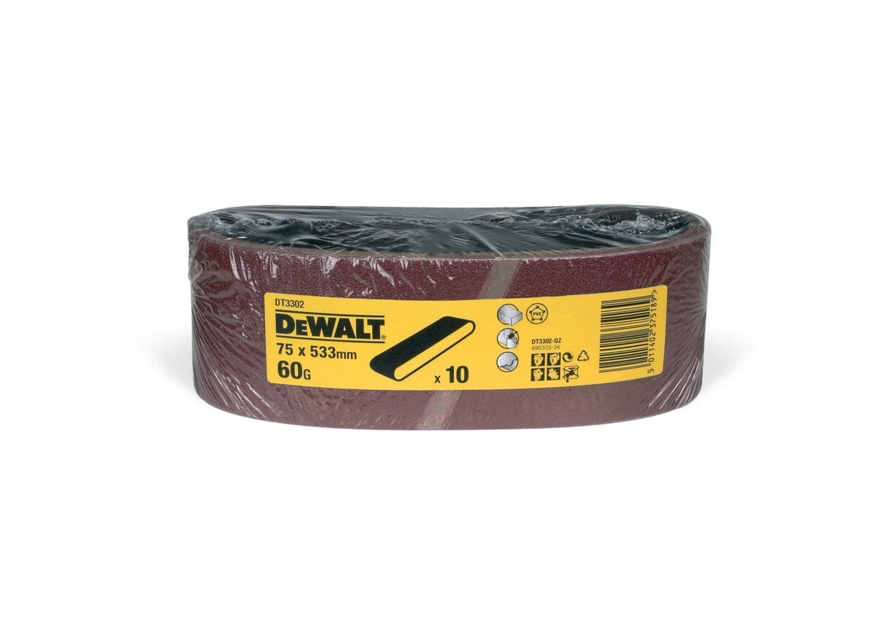 Abrasif pour ponceuses a bande - multi-usages pour bois / peinture / métal grain 60 75x533mm - DT3302-QZ - Dewalt