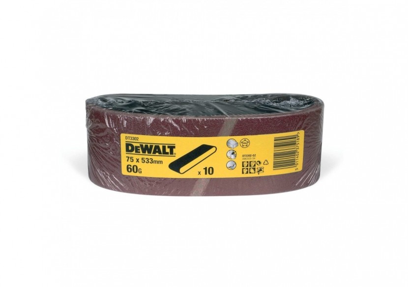 Abrasif pour ponceuses a bande - multi-usages pour bois / peinture / métal grain 60 75x533mm - DT3302-QZ - Dewalt Abrasif pour ponceuses a bande - multi-usages pour bois / peinture / métal grain 60 75x533mm - DT3302-QZ - Dewalt