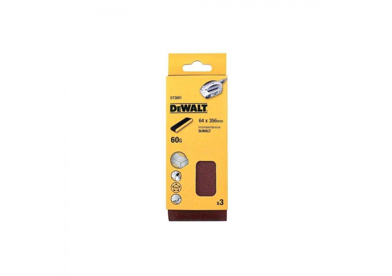 Abrasif pour ponceuses a bande compacte grain 60 64x356mm - DT3661-QZ - Dewalt