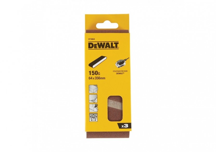 Abrasif pour ponceuses a bande compacte grain 150 64x356mm - DT3664-QZ - Dewalt Abrasif pour ponceuses a bande compacte grain 150 64x356mm - DT3664-QZ - Dewalt