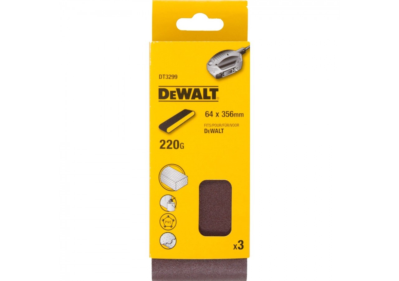 Abrasif pour ponceuses a bande compacte grain 220 64x356mm - DT3299-QZ - Dewalt