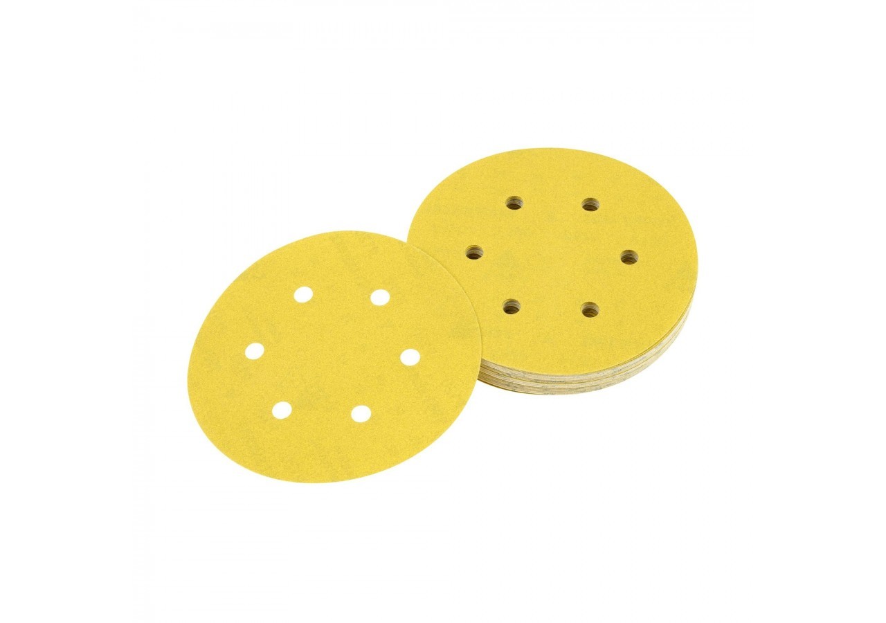 Disque abrasif velcro pour ponceuses excentriques grain 180 - 6 perforations ø 150mm - DT3126-QZ - Dewalt