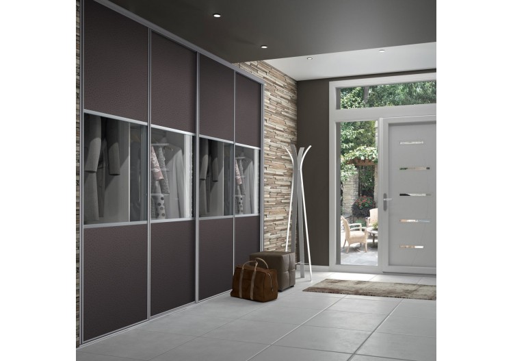 Façade de placard coulissante 4 portes Opale en effet cuir - Kazed : Confort'Mat 2