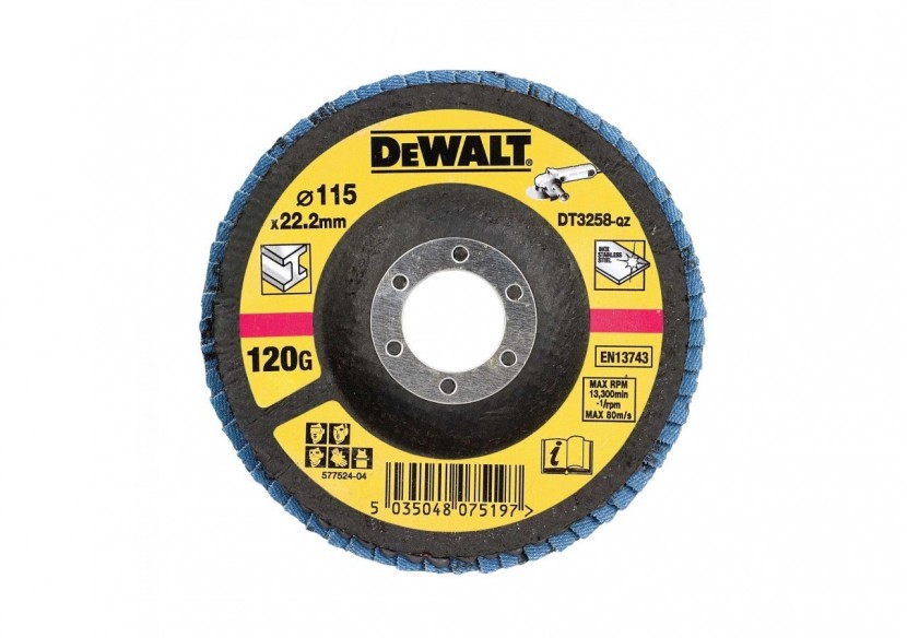 Disque A Lamelles Grain 120 Ø 115mm - DT3258-QZ - Dewalt Disque A Lamelles Grain 120 Ø 115mm - DT3258-QZ - Dewalt