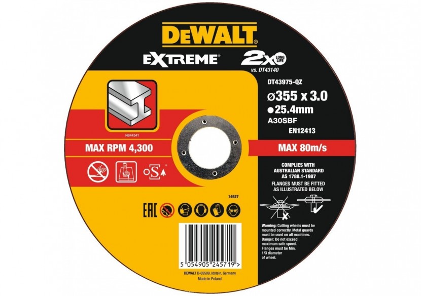 Disque À Tronçonner 355X3X25,4mm - DT43975-QZ - Dewalt Disque À Tronçonner 355X3X25,4mm - DT43975-QZ - Dewalt